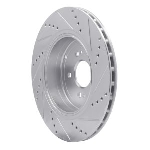 Genesis G70 Brake Rotor (1) - Rear Left - R1 Concepts - Drilled & Slotted - Silver - `18-`25